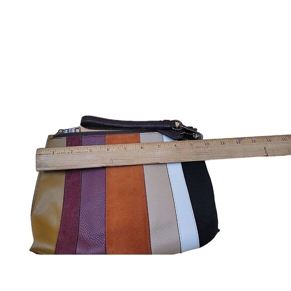 Coach Charlie Pouch Medium Wristlet Purse Designer Handbag Patchwork Stripes - Picture 11 of 16